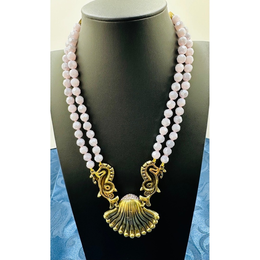 Heidi Daus "Ornament of the Sea"Seahorse Shell Beaded Double Strand Necklace *SD - Picture 9 of 14